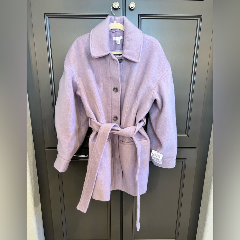 Topshop with ASOS oversized coat with tie waist